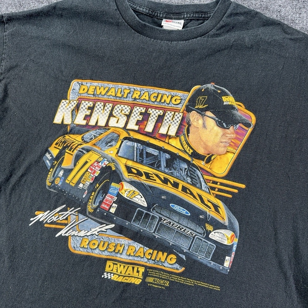 Vintage NASCAR Shirt Mens 2XL Black Y2K Matt Kenseth DEWALT Racing Tee - Picture 2 of 8